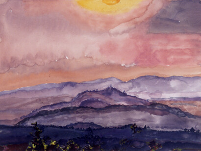 Graham Nickson, Todi III, 2003, Watercolor on paper, 21 1/2 x 29 inches