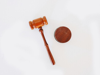A wooden gavel is often used by judges to order decorum in a courtroom