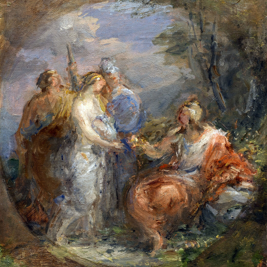 Giovanni Carnovali, detto Il Piccio, Il giudizio di Paride, olio su cartone telato, diametro 20 cm