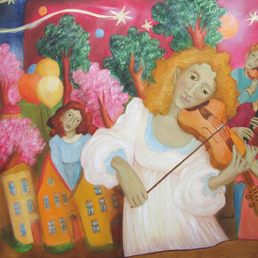 Francine Gravel, With the Vibrations of the Shooting Stars, Acrylic & Oil on Linen, 30" x 36"