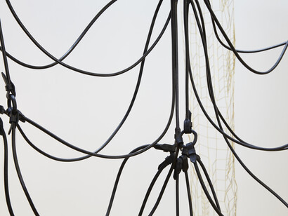 Installation close up of Leonor Antunes: I Stand Like A Mirror Before You