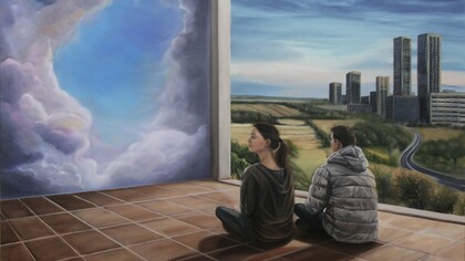 Roberta Cavallari, Contemplatori, olio su tela, 100 x 70 cm, 2026