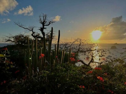 The sun setting on the Caribbean sea at St Barts