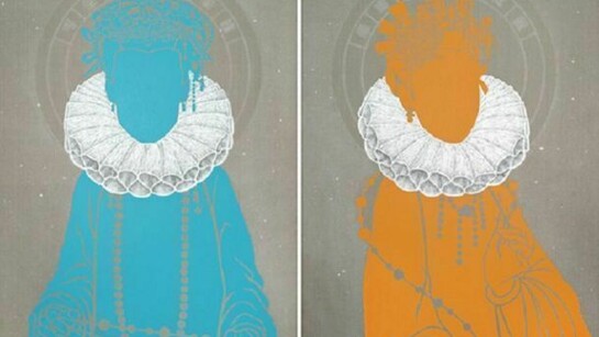 28 Star Mansions, 2012, Ink and acrylic on linen, diamond dust, 4 panels (detail) : 114 x 81 cm each