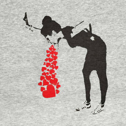 Mujer vomitando corazones, de Bansky