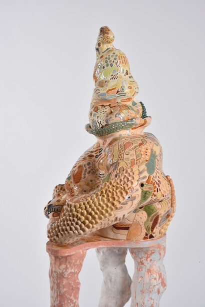 Jung Min Park, ‘Unveiling’ 53 x 48 x 73cm, Glazed ceramic with sound and plinth, 2019