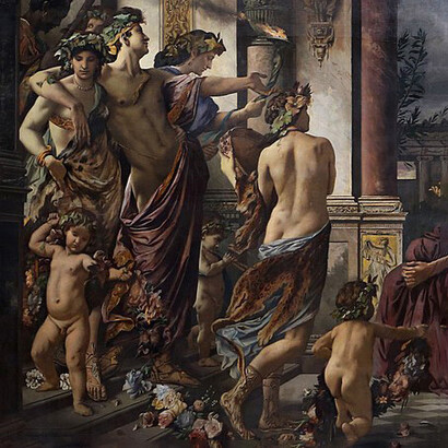 Il simposio (da Platone), dipinto di Anselm Feuerbach, (1871-74). Particolare