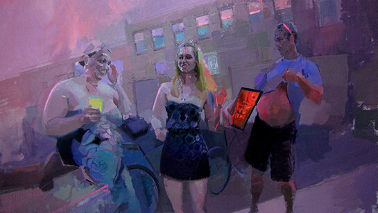 Spencer Corbett, Flexin’ Apps, 2013, Oil on canvas, 48”x60”
