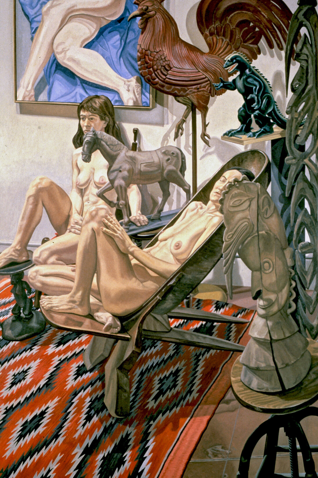 Philip Pearlstein, Models with Godzilla, ETC., 1990 © Philip Pearlstein. Courtesy Betty Cuningham Gallery