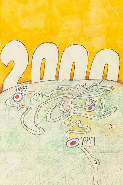 Saul Steinberg, Sin título (detalle), c. 1996. Cortesía del Museo de Arte Abstracto Español