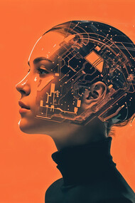 Digital art illustrating an AI technology background