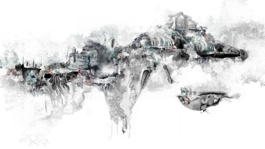 Simona  Prives
Black Matter I
Ink, monotype and archival inkjet collage with watercolor
Edition of 5
44 x 70 inches