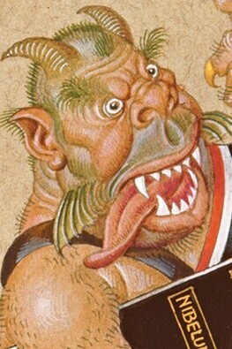 Detalle de "Satán lidera el baile", Arthur Szyk, ilustración, 1942