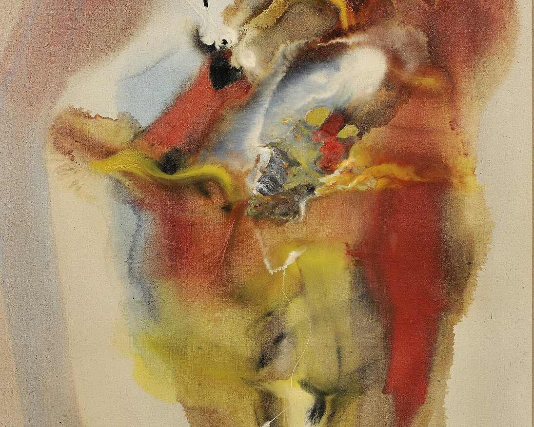 Paul Jenkins - Eyes of the Dove, for Mantic Medium 1959 - olio e smalto su tela - cm. 99 x 74 - Courtesy Galleria Open Art, Prato