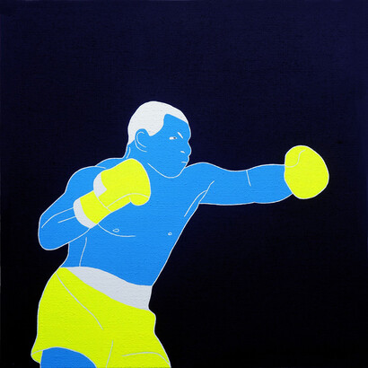 Fosco Grisendi, Confidence #3, acrilico su tela di juta, 2018, cm. 50x50