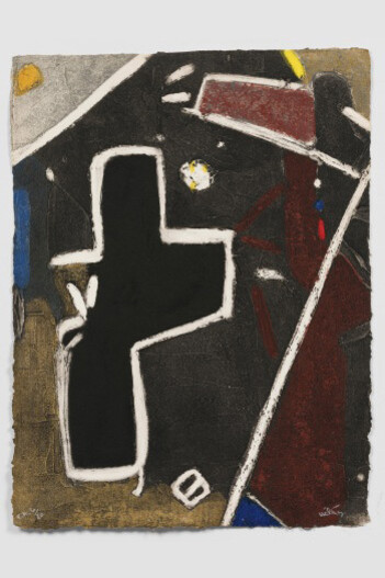 Serge Hélénon, Silhouette, 1990, Carborundum engraving, 29.92 x 22.64 in. Courtesy of Aicon Gallery