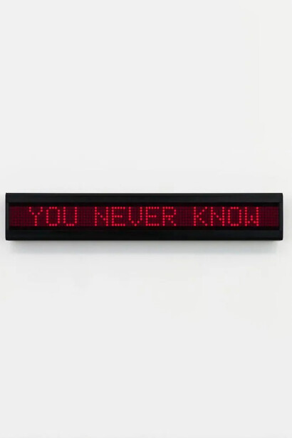 Jenny Holzer, Olympian sign: selections from truisms, the living series, and the survival series (detail), 1986. Courtesy of Krakow Witkin Gallery
