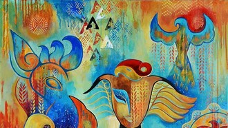 "La creación del mundo: música", acrílico sobre lienzo, Marianna Ochyra, 2017