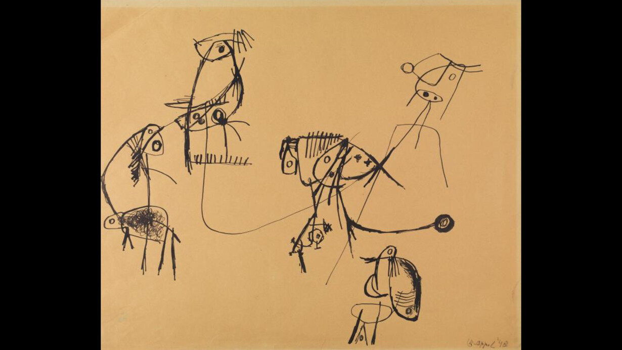 Karel Appel, Créatures venues de l'espace n° 2 (1948). Courtesy of Centre Pompidou