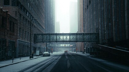 Winter blues in a city