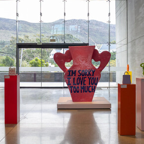 Githan Coopoo, Tears now but heaven tomorrow, exhibition view. Courtesy of Norval Foundation