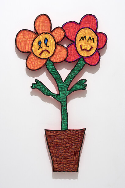 Benjamin Cabral
Greeter (Alone), 2021
Rhinestones and beads on acrylic painted wood
47 x 19 1
/2
 inches (119.4 x 49.5 cm)
