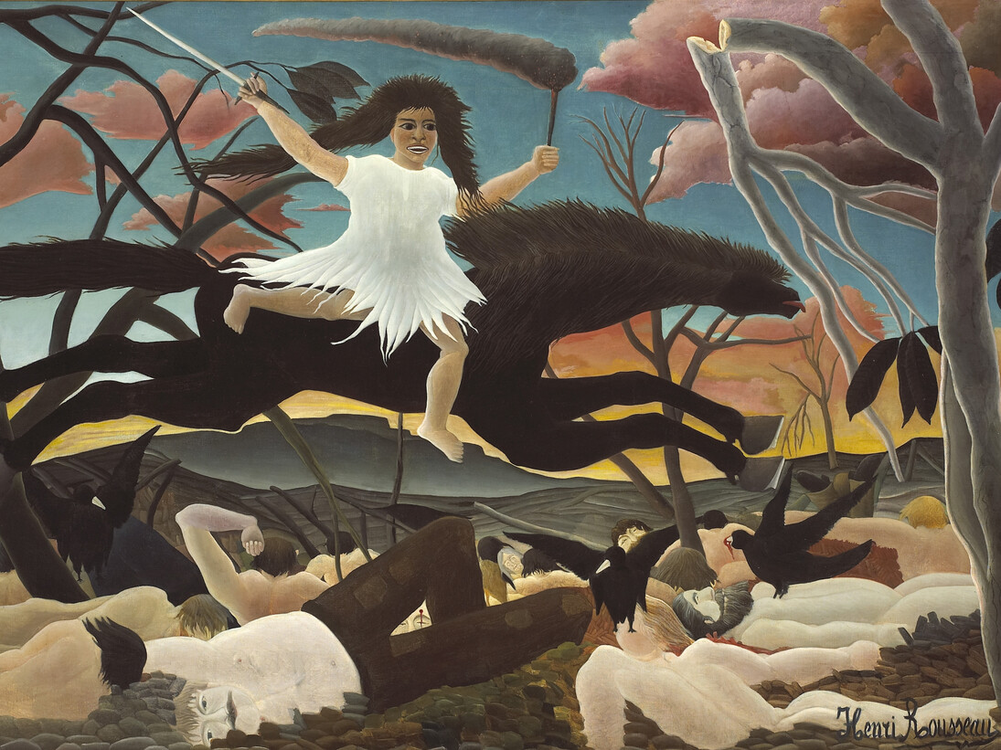 Henri Rousseau (1844-1910), La Guerre, 1894, Huile sur toile, 114 x 195 cm, Paris, musée d’Orsay, RF 1946 1, © Musée d’Orsay, dist. RMN-Grand Palais / Patrice Schmidt