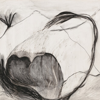Laura Anderson Barbata, Antiguo luto, 1993, charcoal, graphite, and pastel on canvas, 50 1-2x58 1-2 inches, photo by Pierre Le Hors. Courtesy the artist and Marlborough New York