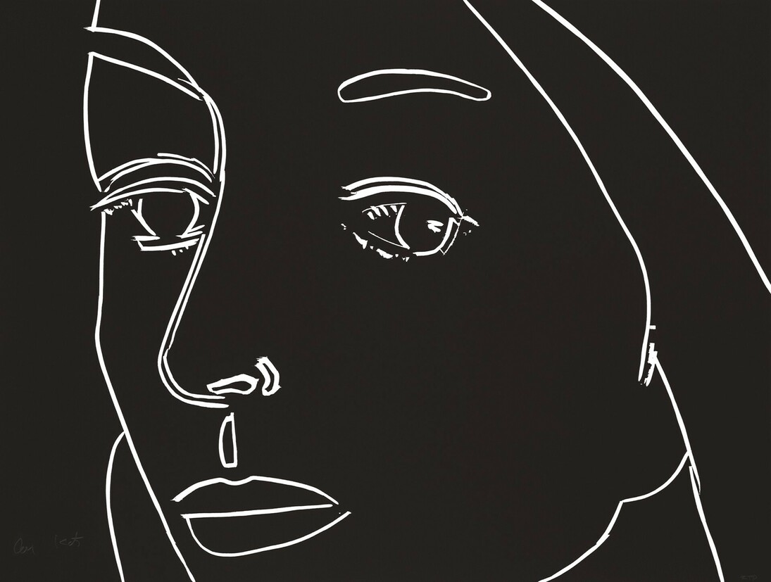 Alex Katz, Ada (Black), 1 Color woodcut on Somerset satin white, 300 gsm, 18x23.50 in