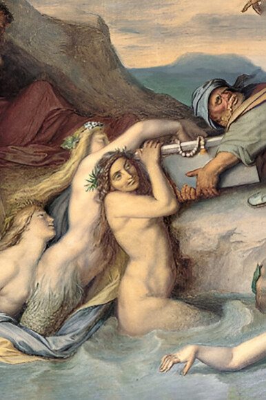 Peter von Cornelius, Hagen hunde el tesoro de los Nibelungos (1859, detalle)