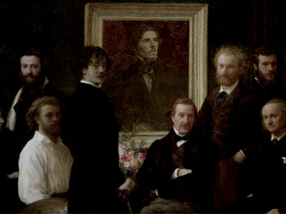 «Homenaje a Delacroix» (1864), Henri Fantin-Latour; Baudelaire aparece el último sentado del lado derecho
