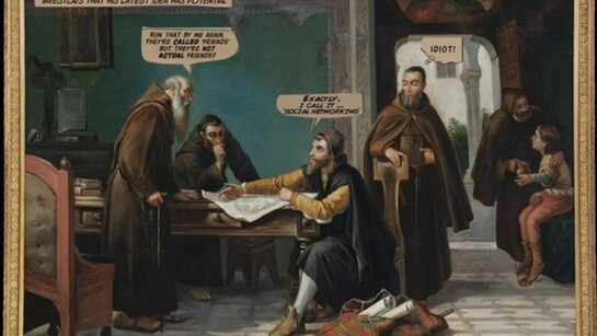 The Connor Brothers, They're called Friends, 2013, 'Christopher Columbus at the Monastery Rabida' - Bastardized Italian school,
19th Century oil on canvas, 125 x 166.6 cm