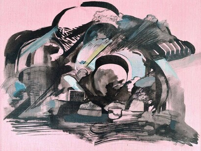 Merlin Ramos, Es Pink, 2015, 45 x 35 cm, Ink and Acrylic on Canvas