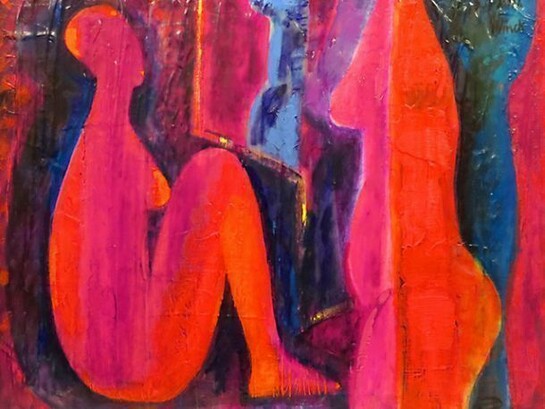 Barbara Palka Winek, Little Screens 3, Mixed Media on Canvas, 31.5" x 39.5"