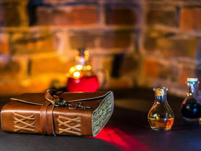 A collection of wizarding props and potions, symbolizing the lasting audience attachment to legendary story worlds