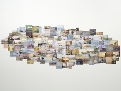 Spencer Finch, Walden Pond (Morning Effect, March 13, 2007), 2007, paper collage, 50 x 138 inches, courtesy of the artist and James Cohan Gallery, New York / Shanghai