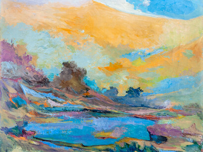 Paolo Salvati, La montagna gialla, olio su tela, 60x70 cm, 1991