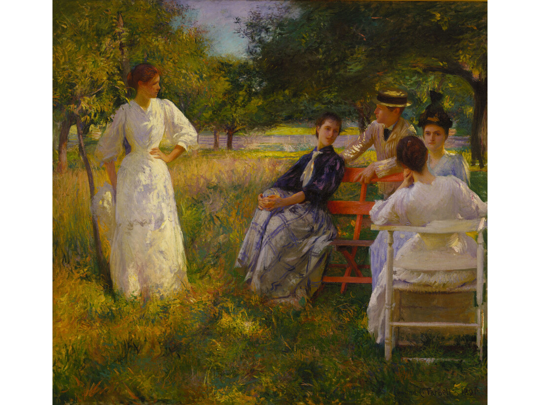 Edmund C. Tarbell, In the Orchard, 1891, Oil on canvas, 154.3 x 166.4 cm, Terra Foundation for American Art, Chicago, Daniel J. Terra Collection, 1999.141, © Terra Foundation for American Art
