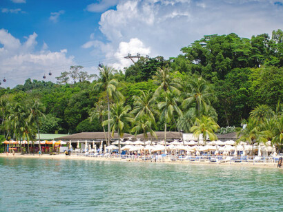 Sentosa, Singapore is a serene island, surrounded by vibrant palm trees and tropical beauty