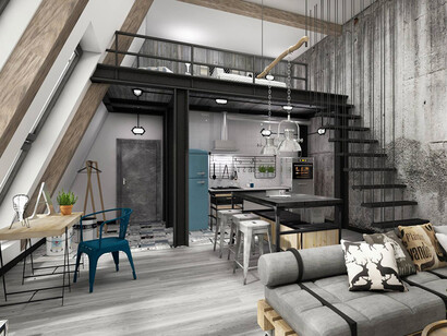 Zona de descanso en un loft