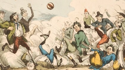 Football dans les rues de Londres, 1820 (détaille)