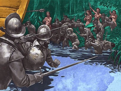 The invasion of the Americas by the Spanish soldiers