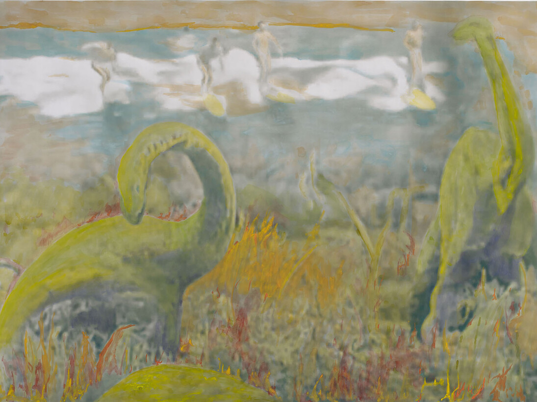 Pamela Golden, Walkin' along the river road at night, 2015, Sumi watercolour and ink on Hahnemühle paper, 110 x 150 cm © the artist, Courtesy of Marlborough Contemporary. Photo: Prudence Cuming