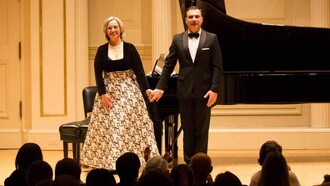 Carles and Sofia in a recital at Carnegie Hall in New York