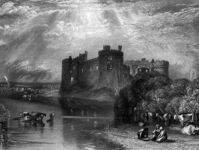 Carew Castle, Pembrokeshire, c.1832, engraved by William Miller, 1834