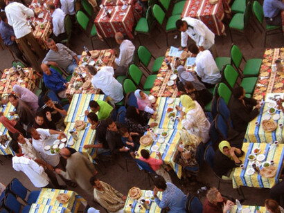 In Cairo, Egypt, Muslims gather during Ramadan to await sunset and partake in the Mataraya Iftar, one of the largest free iftar events in the world. Courtesy of @ahmed_emadphotography