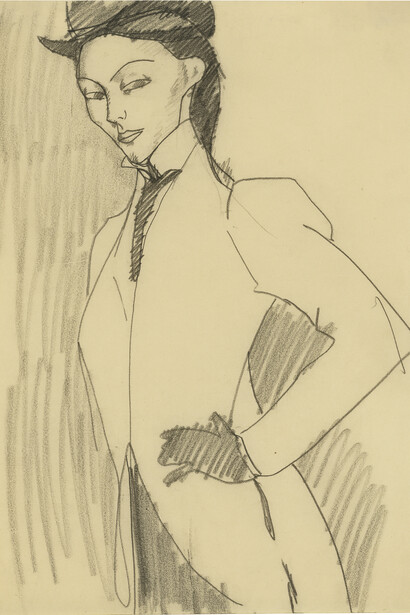 L'Amazone, 1909, Black crayon, 30.8 x 23.2 cm, Courtesy: Richard Nathanson, London