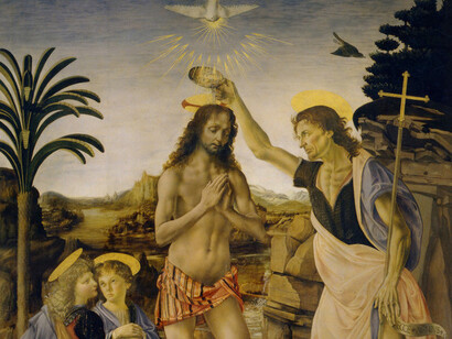 Verrocchio, Leonardo Da Vinci, Battesimo di Cristo
