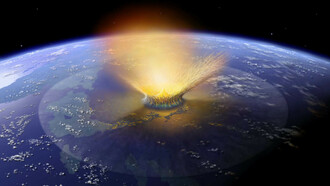 Un'elaborazione grafica dell'impatto di una cometa sulla Terra © Don Davis NASA