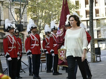 La alcaldesa de Barcelona, Ada Colau, en la celebración de la Diada